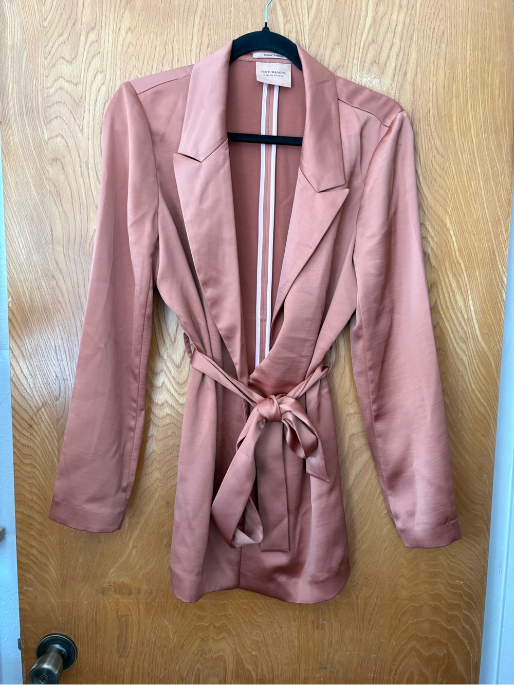 Scotch & Soda deep Rose Satin Tie-Waist Blazer S